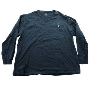 Polo Ralph Lauren Mens T-Shirt Size XL Navy Blue V-Neck Long Sleeve Classic Top